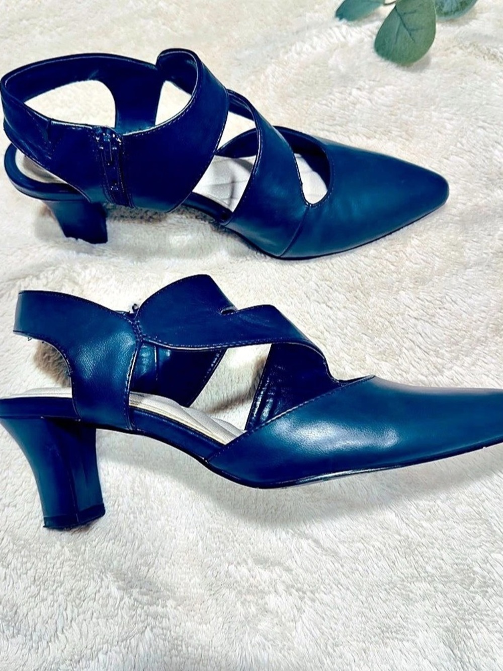 Easy Street Comfort Venue Asymmetrical Pumps Pointed Toe- Navy Blue
